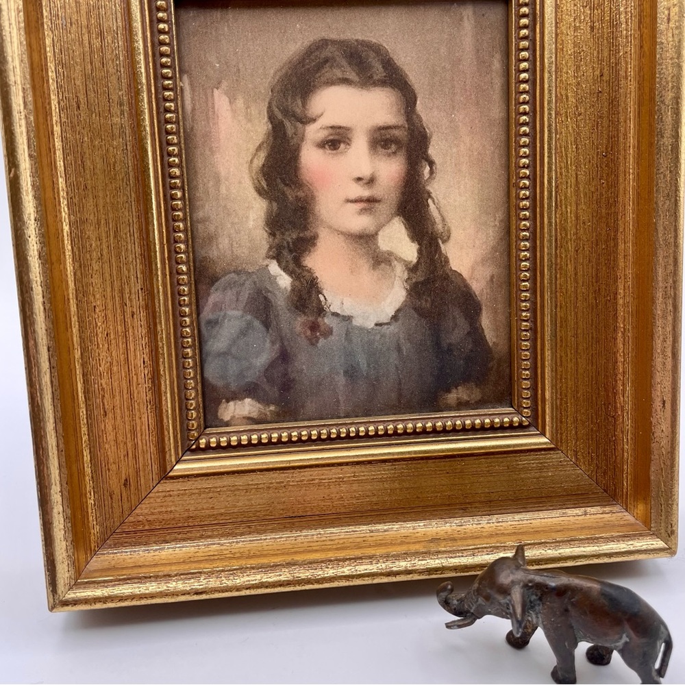C. BOSSERON CHAMBERS Edward Gross Print “CYNTHIA” in Gold Wood Frame Vintage